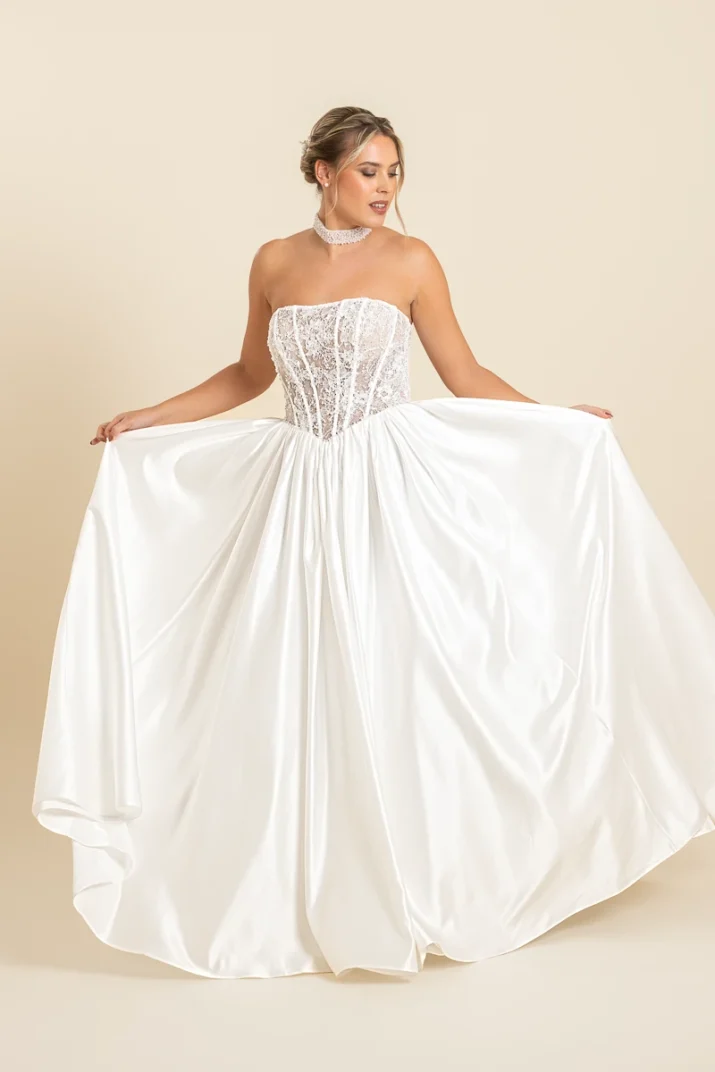 basque trouwjurk-strapless corset trouwjurk