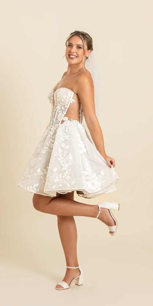 korte strapless trouwjurk