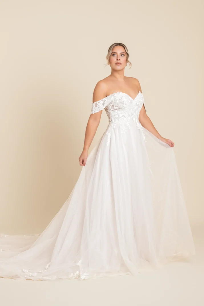 off shoulder trouwjurk