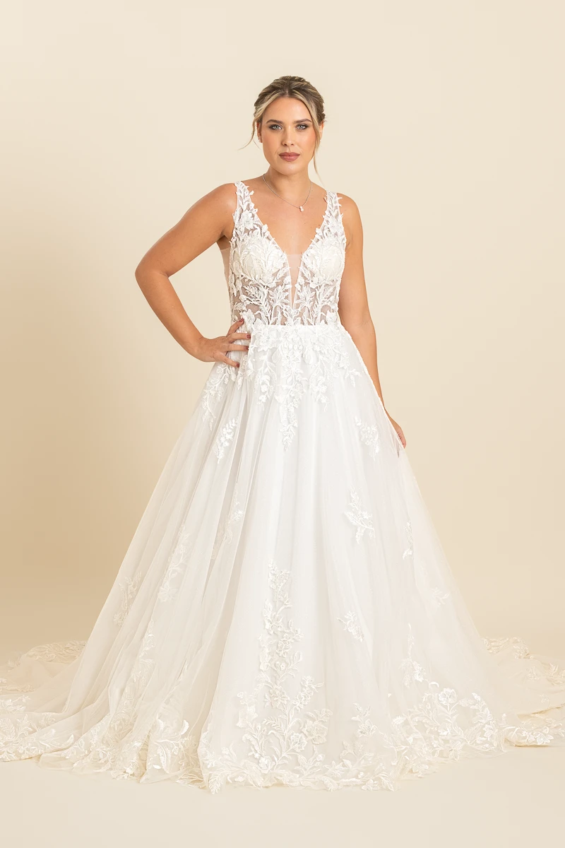 A lijn trouwjurk met kant en glitter
